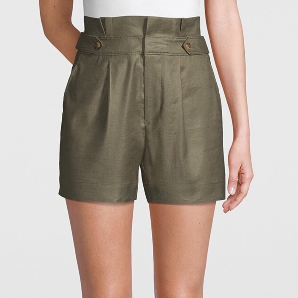 White House Black Market Linen Shorts Olive Green Size 4 High Rise Linen Shorts